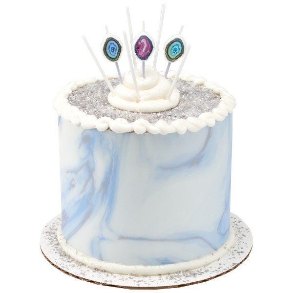AGATE Shaped Birthday Candles - Geode Gemstone Agate Rock Birthday Cake Candles Cupcake Toppers for Party Decoration Craft Supply
