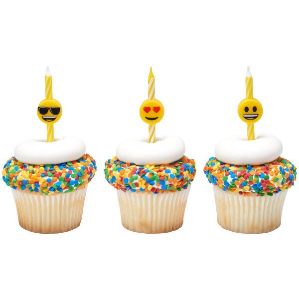 EMOJI Birthday Candles Icon Character Texting Emoji Social Media Cupcake Cake Topper Candles for Party Decoration Craft Supply
