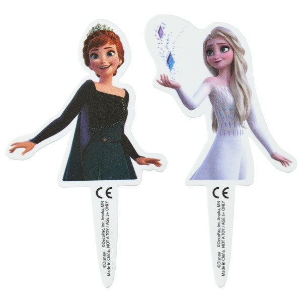 12 Disney Frozen II Anna and Elsa Cupcake Decopics - Anna and Elsa Frozen Cupcake Toppers Cake Birthday Party Decoration Picks Craft Supply