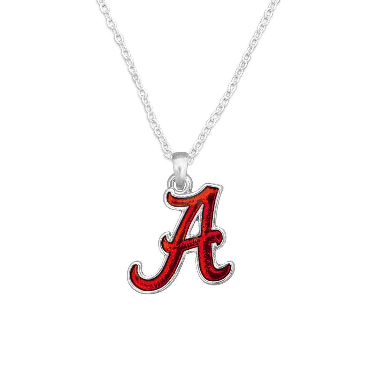 Officially Licensed ALABAMA CRIMSON TIDE Necklace - Logo Pewter Charm Sterling Plated - University of Alabama Crimson Tide