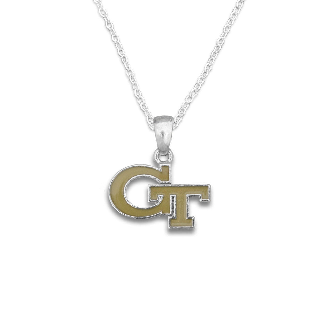 Officially Licensed GEORGIA TECH Yellow Jackets Necklace - Logo Pewter Charm Sterling Plated - Georgia Institute of Technology