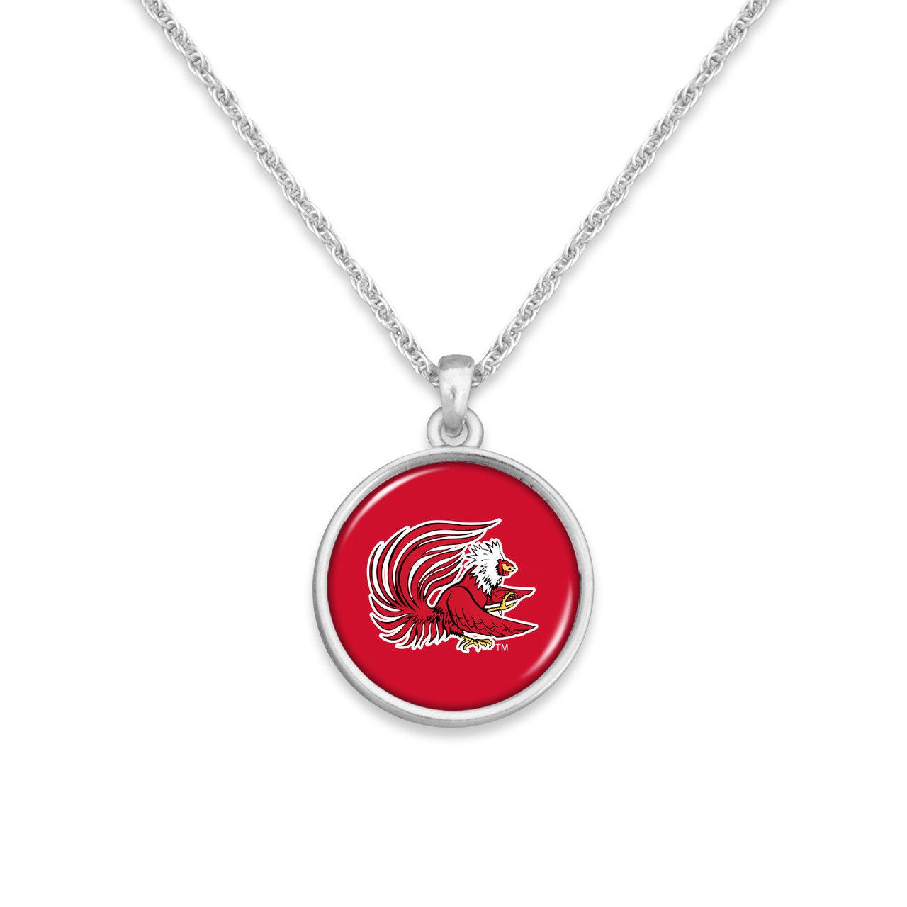 Officially Licensed JACKSONVILLE STATE GAMECOCKS Necklace - Pewter Charm Sterling Plated - Jacksonville State University