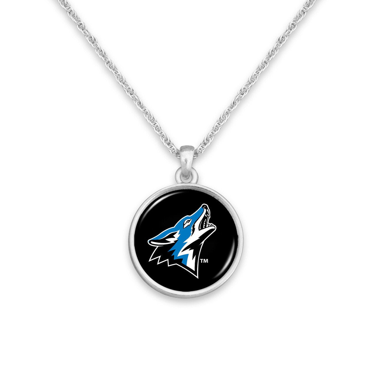 Officially Licensed SAN BERNARDINO COYOTES Necklace - Pewter Charm Sterling Plated - California State University of San Bernardino