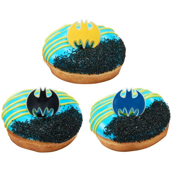 12 BATMAN Dark Knight Cupcake Rings - Batman DC Comics Dark Knight Trilogy Cake Toppers for Birthday Party Decoration Craft Supply