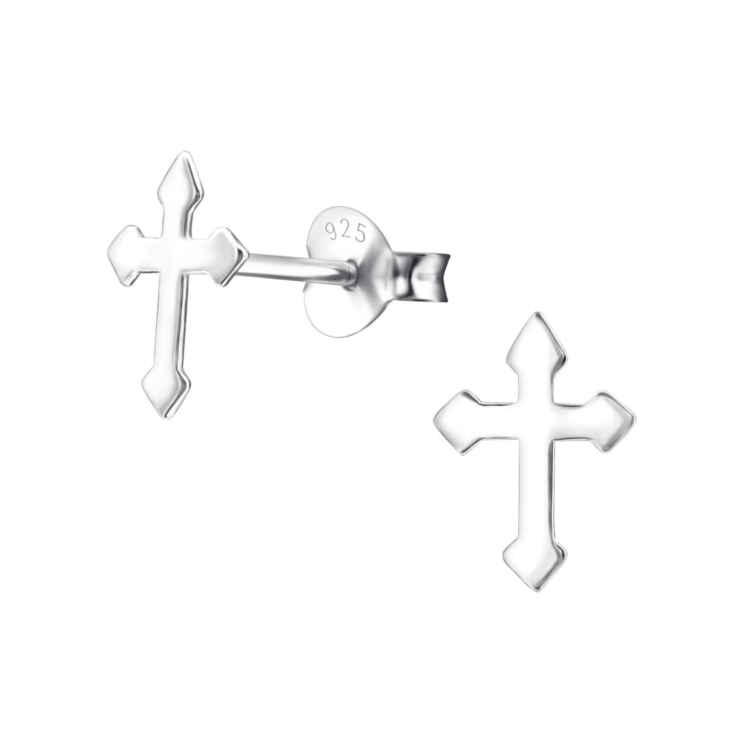 925 Sterling Silver Earrings Cross - Ear Studs with Backing - Christian Cross - Hypoallergenic Earrings
