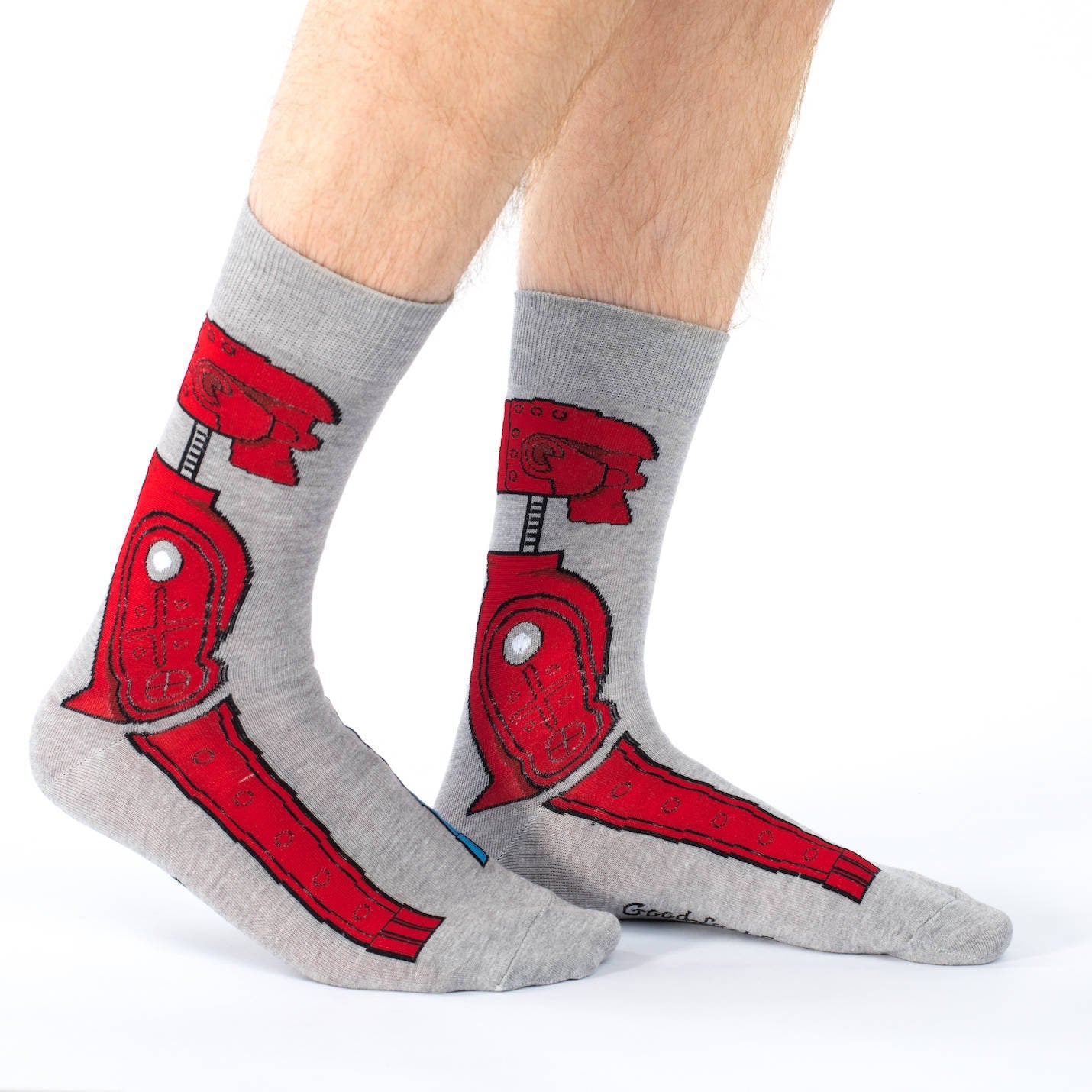 Rock 'em Sock 'em Robot Crew Socks - Novelty Active Fit Socks - Men's Adult 8-12 Unisex - Classic Game - For Craft Costume Supply