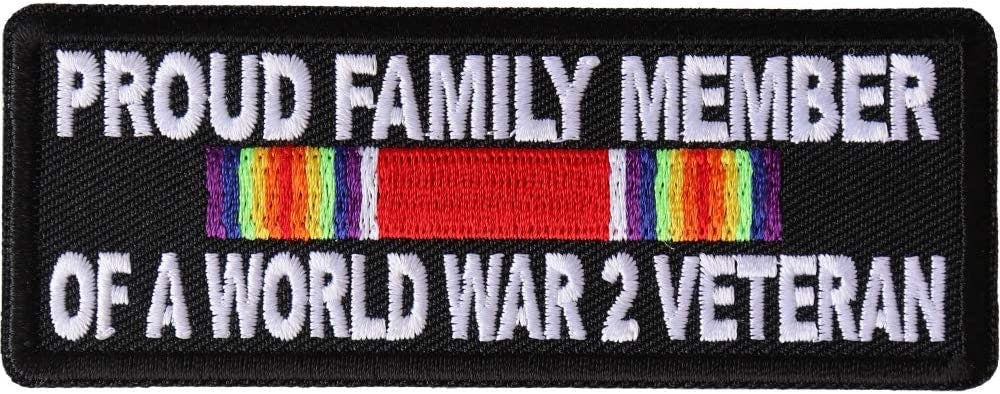 Proud Family Member of a World War 2 Veteran Patch - 4x1.5 inch - Motorcycle Embroidered Patch Appliqué Craft Supply