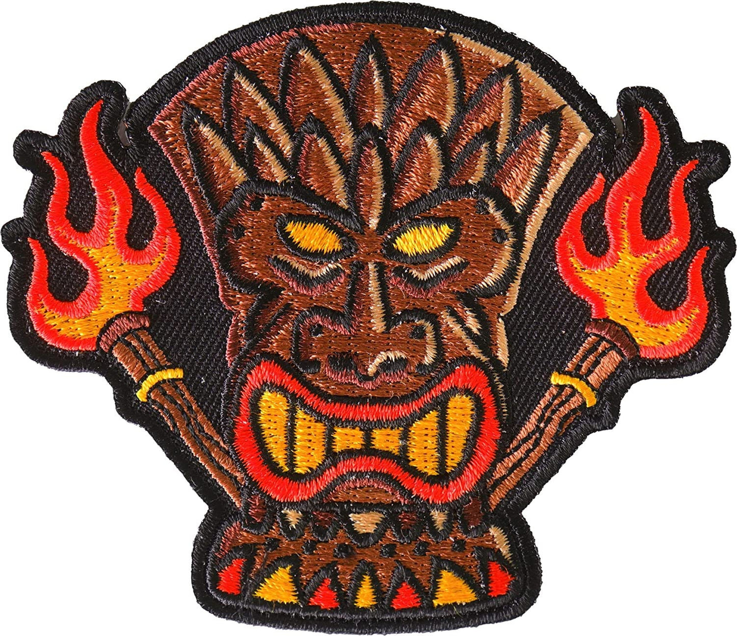 Tiki Totem Iron on Patch - 3.5x3 inch - Biker Embroidered Patch Appliqué Craft Supply