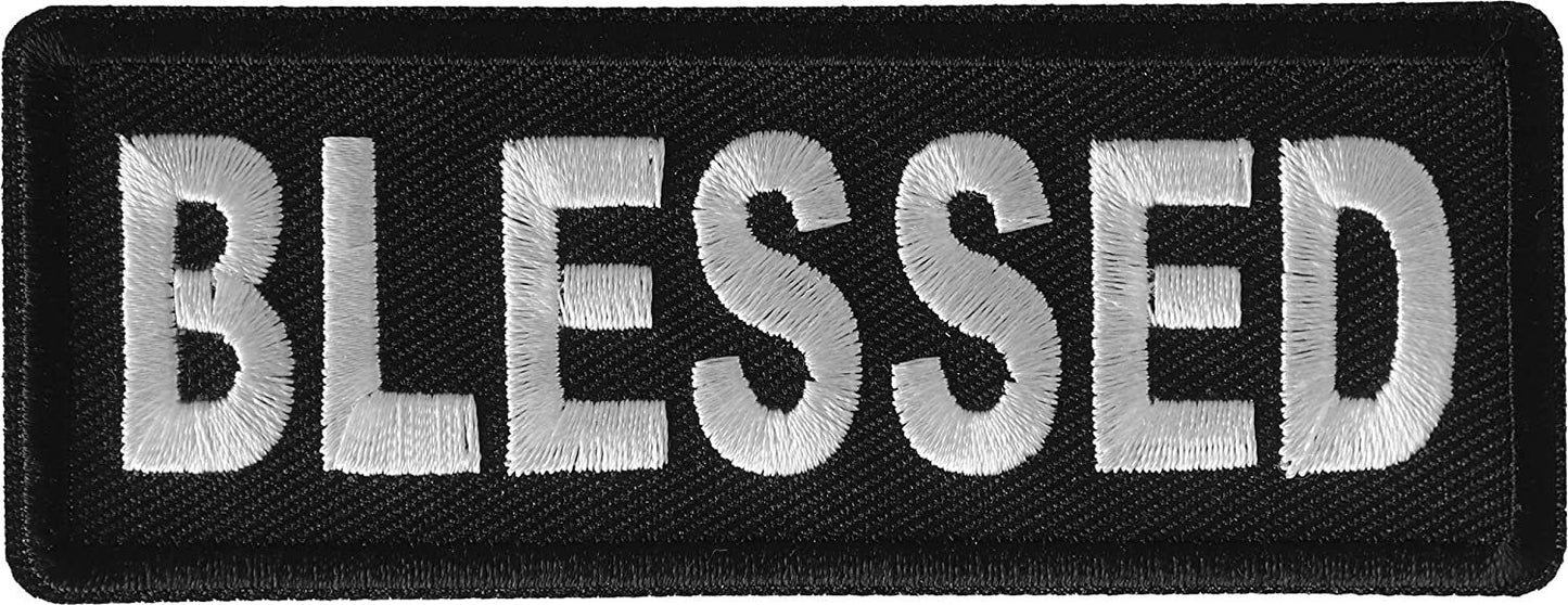Blessed Iron on Patch - 4x1.5 inch - Motorcycle Embroidered Patch Appliqué Craft Supply