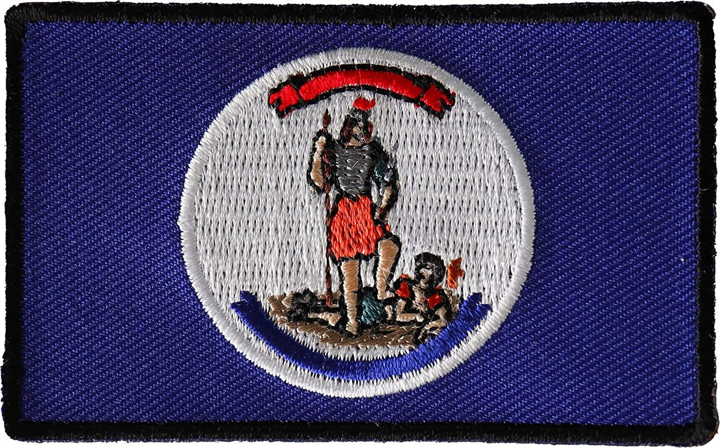 Historical Virginia Flag Iron on Patch - 3x1.8 inch - Motorcycle Embroidered Patch Appliqué Craft Supply