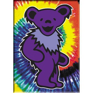GRATEFUL DEAD Purple Bear on Tie Dye Magnet - 2.5x3.5 Inch - Magnet for Refrigerators and Lockers - Rock Band Craft Supply
