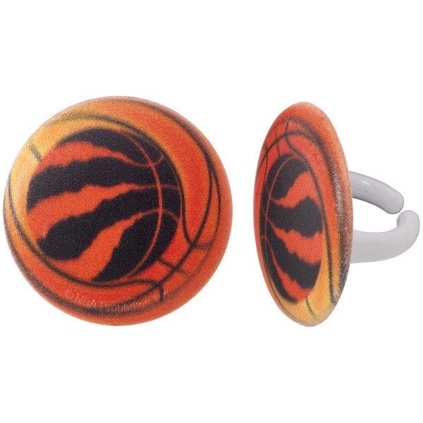 12 TORONTO RAPTORS Cupcake Rings - NBA Toronto Raptors Cake Toppers for Birthday Party Decoration Craft Supply