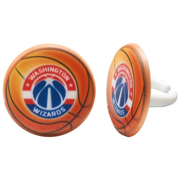 12 WASHINGTON WIZARDS Cupcake Rings - NBA Washington Wizards Cake Toppers for Birthday Party Decoration Craft Supply