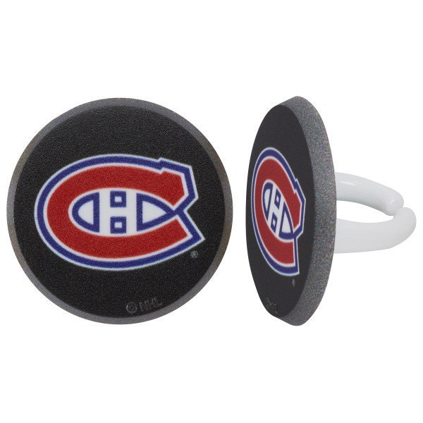 12 MONTREAL CANADIENS Cupcake Rings - NHL Montreal Canadiens Cake Toppers for Birthday Party Decoration Craft Supply