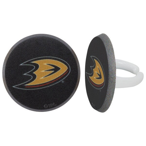 12 ANAHEIM DUCKS Cupcake Rings - NHL Anaheim Ducks Cake Toppers for Birthday Party Decoration Craft Supply