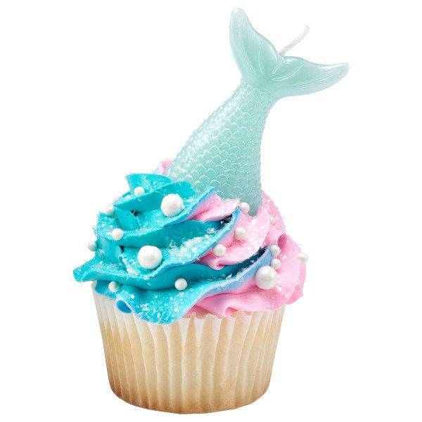 MERMAID TAIL Shaped Birthday Candles - Mermaid Cake Candles Cupcake Toppers for Party Decoration Craft Supply