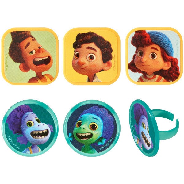12 Luca Wild and Free Cupcake Rings - Disney Pixar Movie Luca Wild and Free Cake Toppers Cupcake Cake Decoration Birthday Party Craft Supply