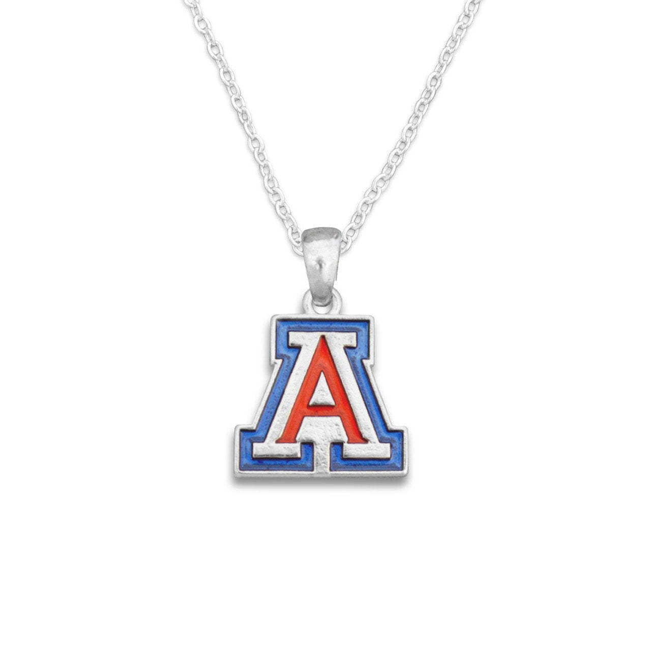Officially Licensed ARIZONA WILDCATS Necklace - Logo Pewter Charm Sterling Plated - University of Arizona Wildcats