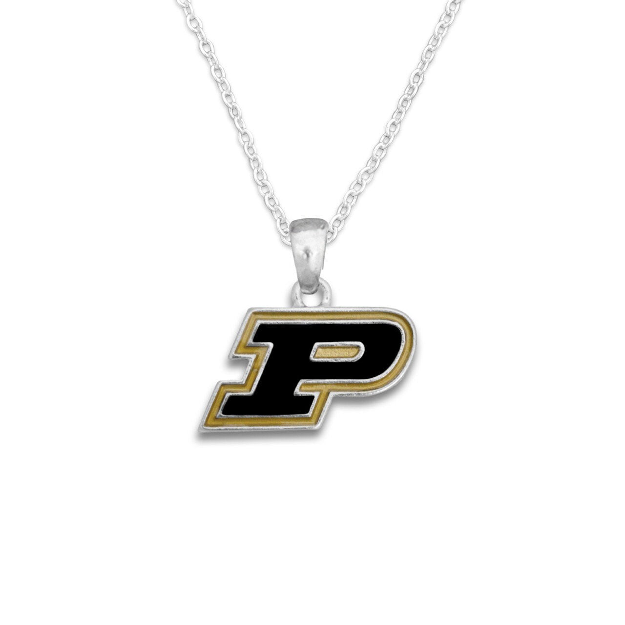 Officially Licensed PURDUE BOILERMAKERS Necklace - Logo Pewter Charm Sterling Plated - Purdue University Boilermakers