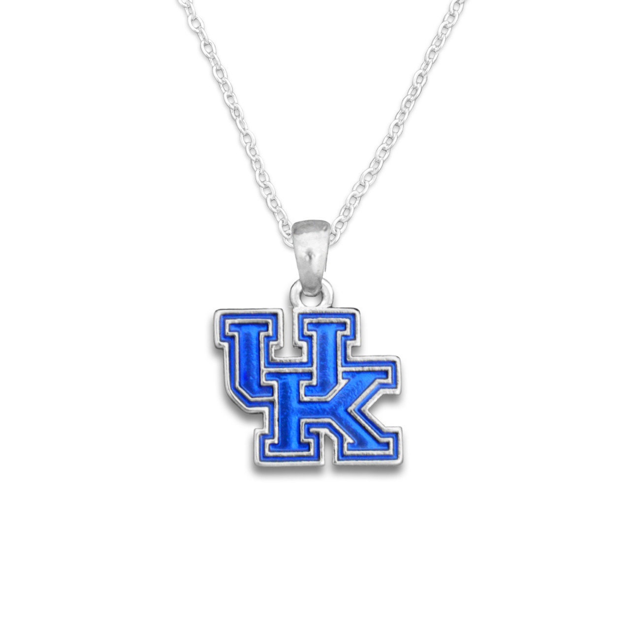 Officially Licensed KENTUCKY WILDCATS Necklace - Logo Pewter Charm Sterling Plated - University of Kentucky Wildcats