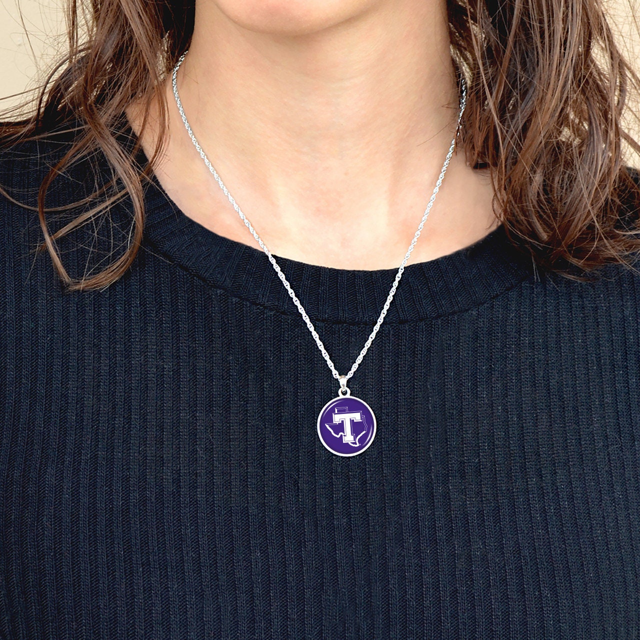 Officially Licensed TARLETON STATE TEXANS Necklace - Pewter Charm Sterling Plated - Tarleton State University