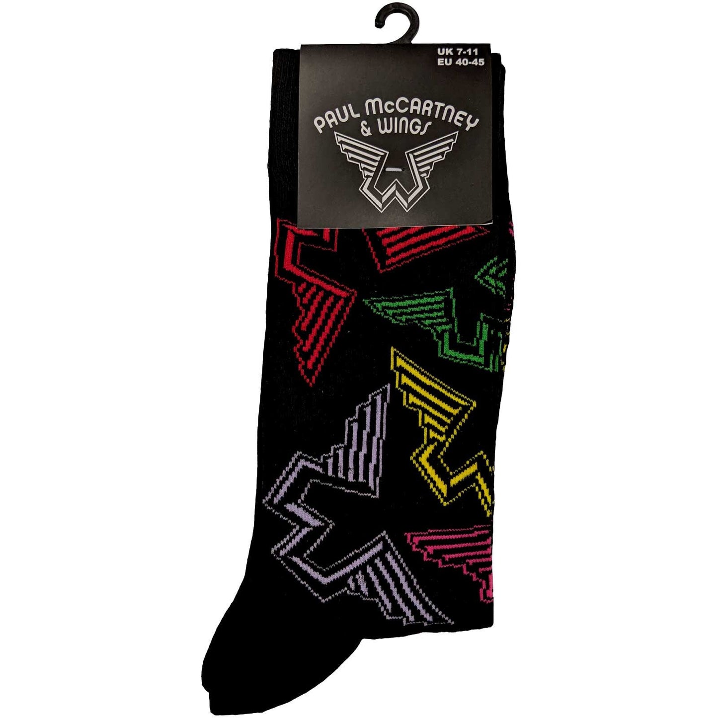 PAUL MCCARTNEY Socks - Paul McCartney Wings Logo Black Unisex Ankle Socks - Men's Adult 8-12 - Officially Licensed Craft Costume Supply