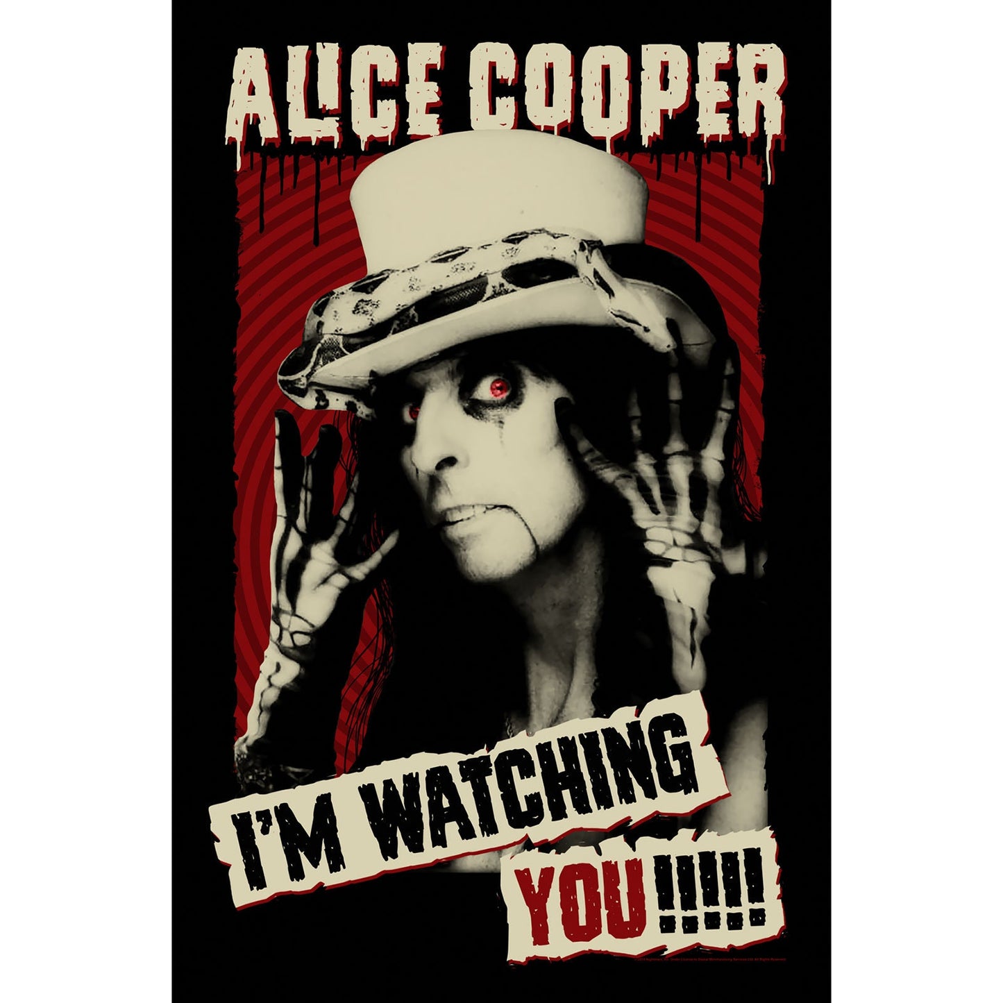 ALICE COOPER Textile Poster Flag - Approx 41x28 Inch - Alice Cooper Watching You Textile Fabric Poster - Officially Licensed