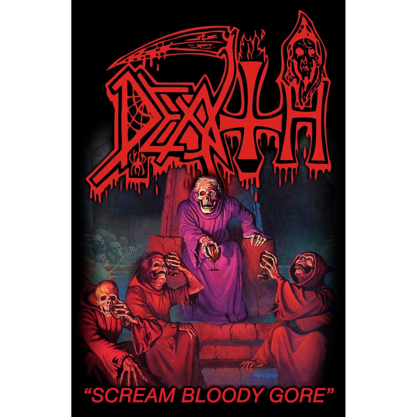 DEATH Textile Poster Flag - Approx 41x28 Inch - Death Scream Bloody Gore Textile Fabric Poster - Officially Licensed