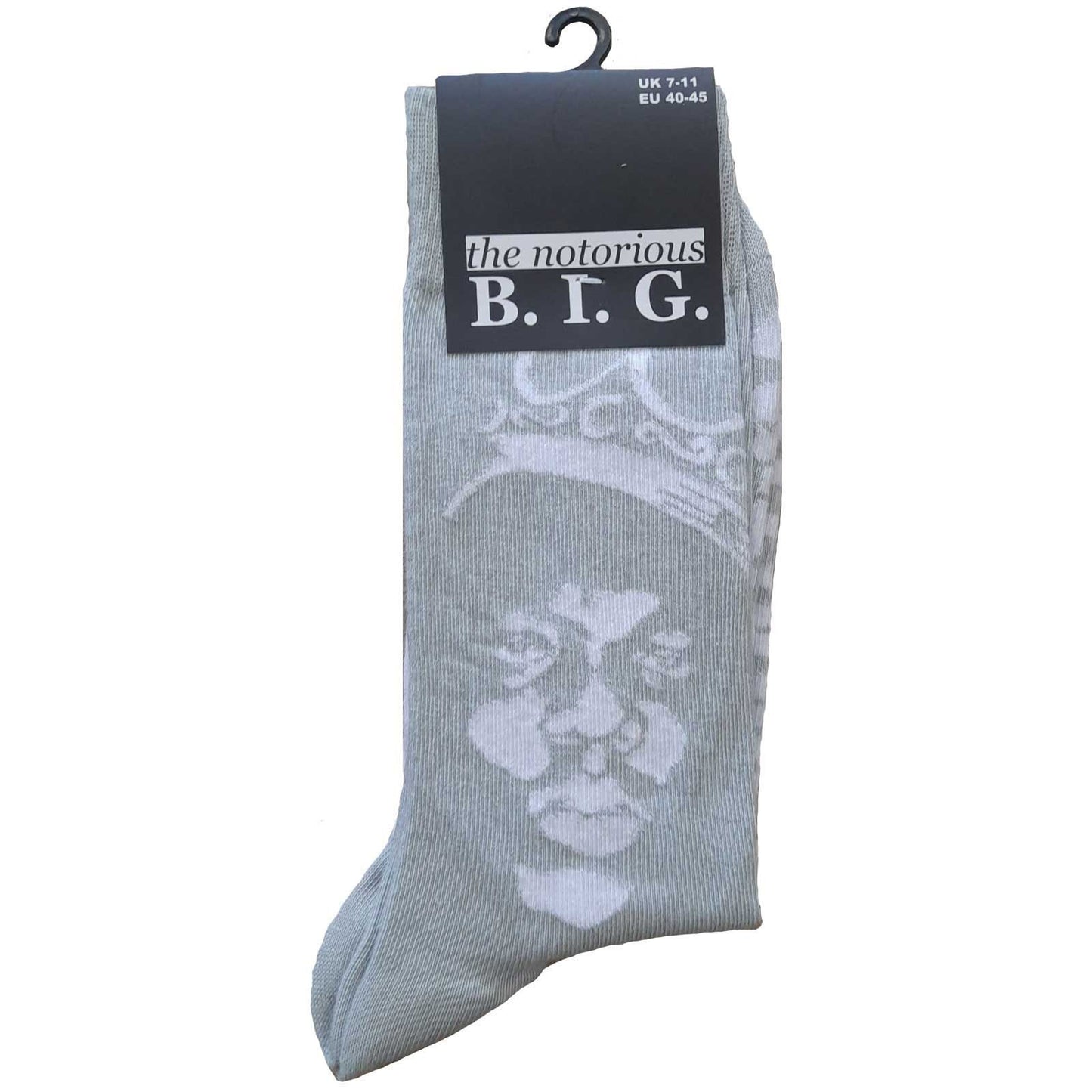 Biggie Smalls Socks - Notorious B.I.G. Crown Monochrome Unisex Ankle Socks - Men's Adult 8-12 - Officially Licensed Costume Supply