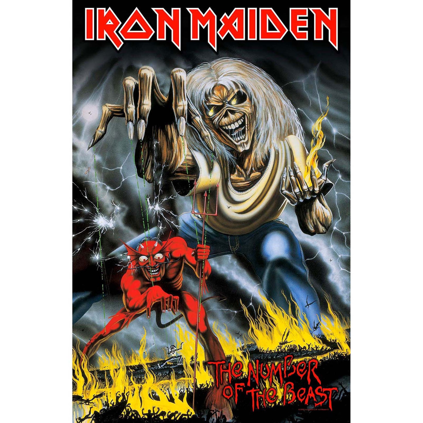 IRON MAIDEN Textile Poster Flag - Approx 41x28 Inch - Iron Maiden Number Of The Beast Textile Fabric Poster - Officially Licensed