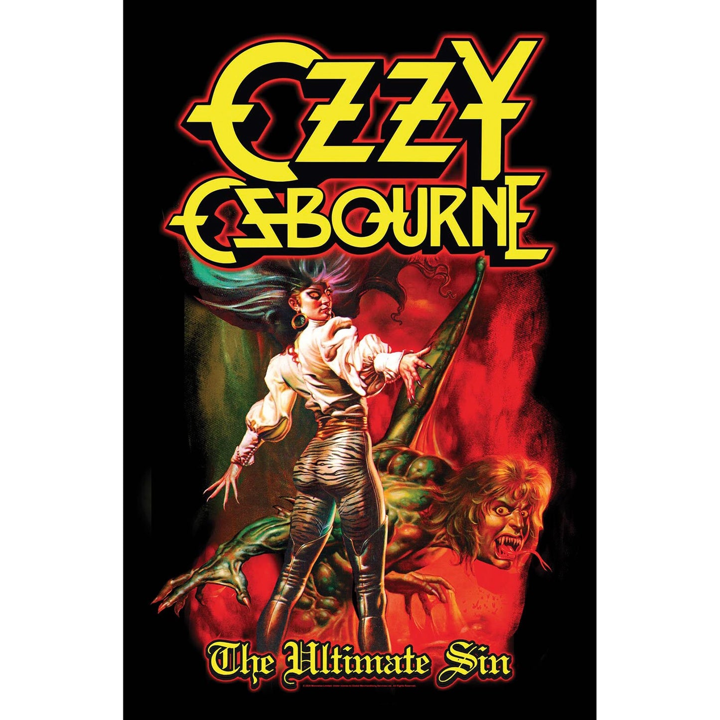 OZZY OSBOURNE Textile Poster Flag - Approx 41x28 Inch - Ozzy Osbourne The Ultimate Sin Textile Fabric Poster - Officially Licensed