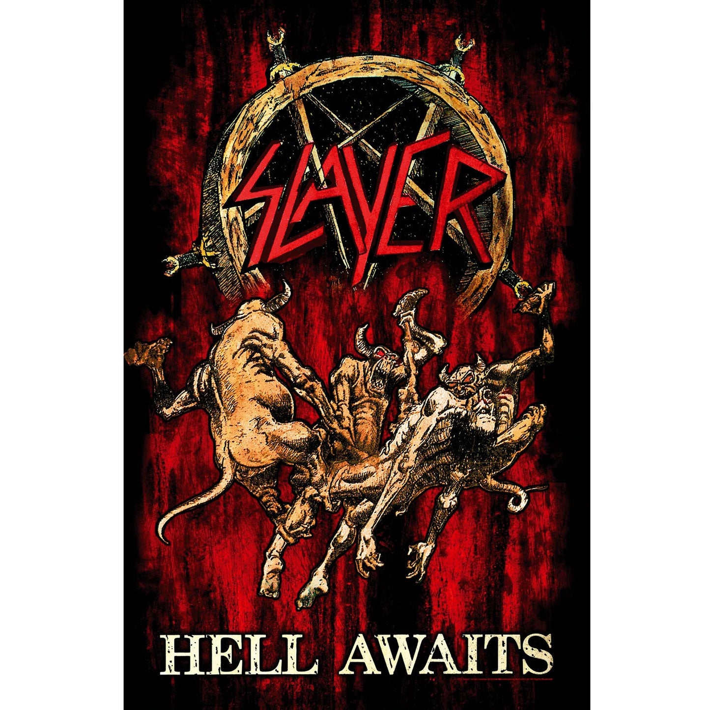 SLAYER Textile Poster Flag - Approx 41x28 Inch - Slayer Hell Awaits Textile Fabric Poster - Officially Licensed