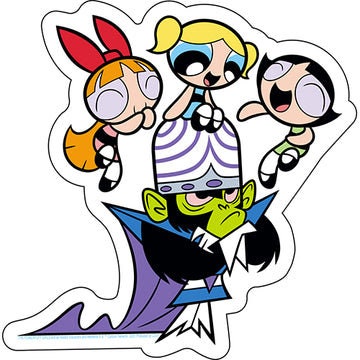 POWERPUFF GIRLS Laughing at Mojo Jojo Sticker Decal - 5x5 Inch - Cartoon Network Animation Anime Series Vinyl Decal Sticker Craft Supply