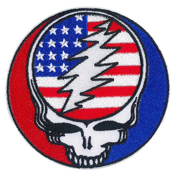 GRATEFUL DEAD Steal Your Face US Flag Patch - 3.5 Inch - Embroidered Rock Band Patch Applique Craft Supply