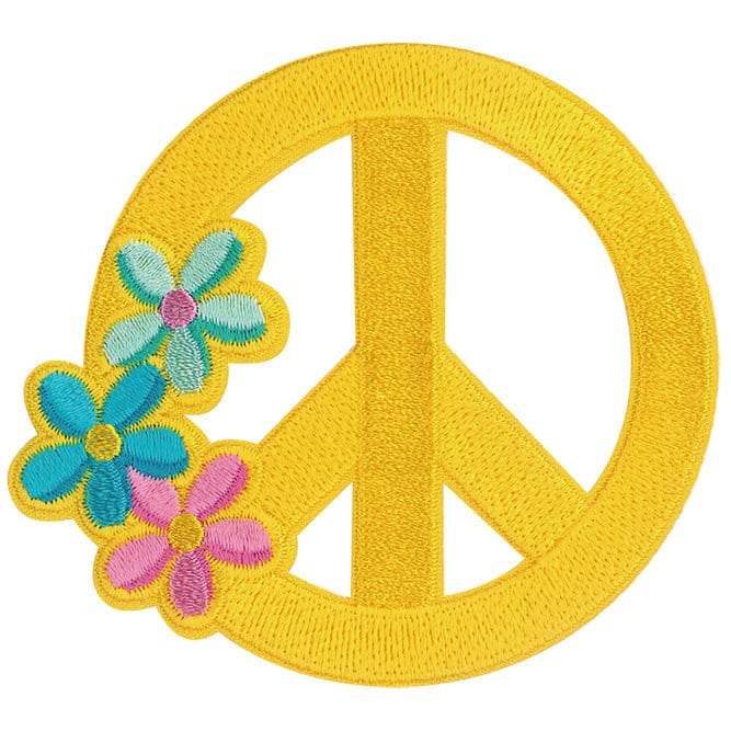 Peace Sign Flower Patch - 3.3x3 Inch - Embroidered Patch Applique Craft Supply