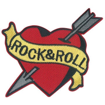 ROCK & ROLL Arrow Heart Patch - 3.6x3.2 Inch - Love Rock Music Embroidered Rock Band Patch Applique Craft Supply