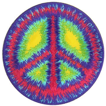 Tie Dye Peace Sign Patch - 3 Inch - Embroidered Patch Applique Craft Supply