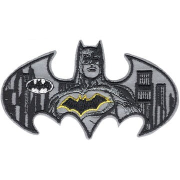 BATMAN Grayscale Reflective Patch - 4x2.3 Inch - Gotham City DC Comics Embroidered Patch Applique Craft Supply