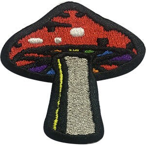 Rainbow Mushroom Patch - 2.6x2.6 Inch - Embroidered Patch Applique Craft Supply