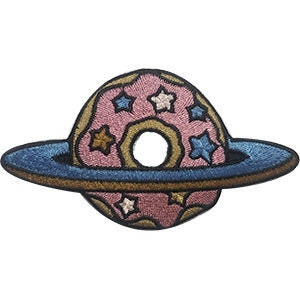 Space Donut Patch - 4.6x2.5 Inch - Embroidered Patch Applique Craft Supply