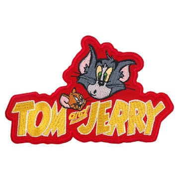 TOM & JERRY Logo Patch - 4.7x3 Inch - Hanna Barbera Tom Cat Nibbles Spike Bulldog Animated Classic - Embroidered Patch Applique Craft Supply