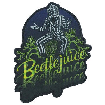 BEETLEJUICE Say 3 Times Patch - 3.3x3.6 Inch - Michael Keaton Tim Burton Fantasy Horror Movie - Embroidered Patch Applique Craft Supply