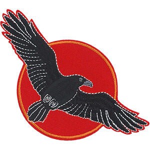 JSX Raven Over Red Sun Patch - 4.5x2.5 Inch - Embroidered Patch Applique Craft Supply