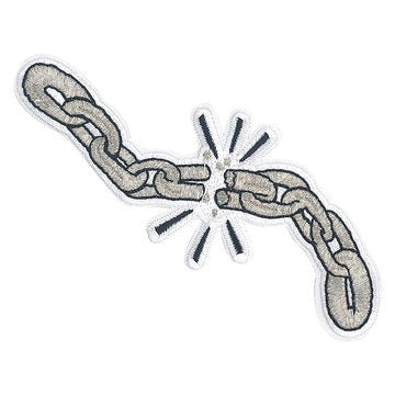 JSX Broken Chain Metallic Patch - 4x3 Inch - Embroidered Patch Applique Craft Supply