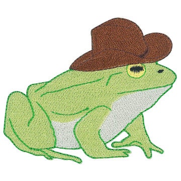 JSX Cowboy Frog Patch - 3.5x3.3 Inch - Embroidered Patch Applique Craft Supply