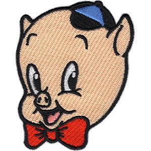 PORKY PIG Patch - 2.7x3.3 Inch - Merrie Melodies Looney Tunes Cartoon Classic Embroidered Patch Applique Craft Supply