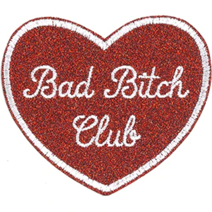Bad Bitch Club Patch - 3x3.6 Inch - Funny Glitter Embroidered Patch Applique Craft Supply