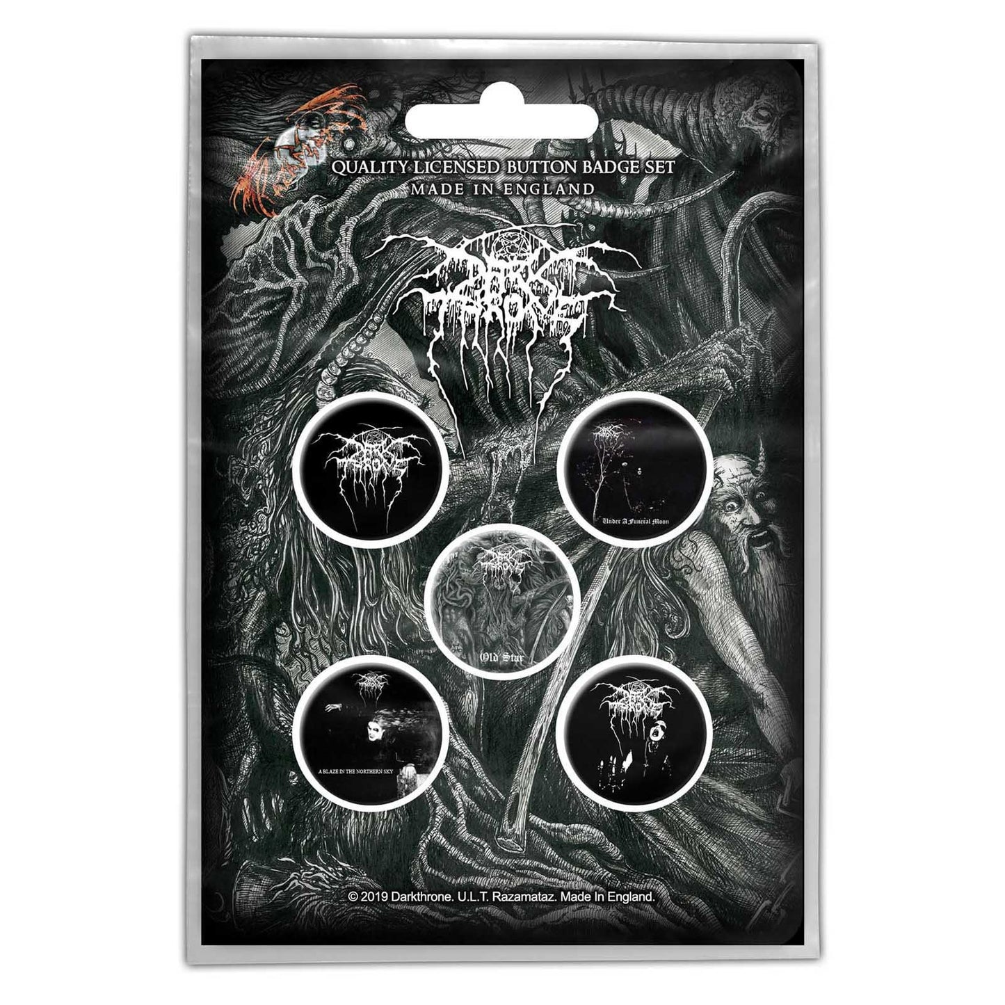 DARKTHRONE Button Badge 5 Piece Set - Each Badge Approx 1 Inch - Darkthrone Old Star - Pinback Badge Button Pack Set