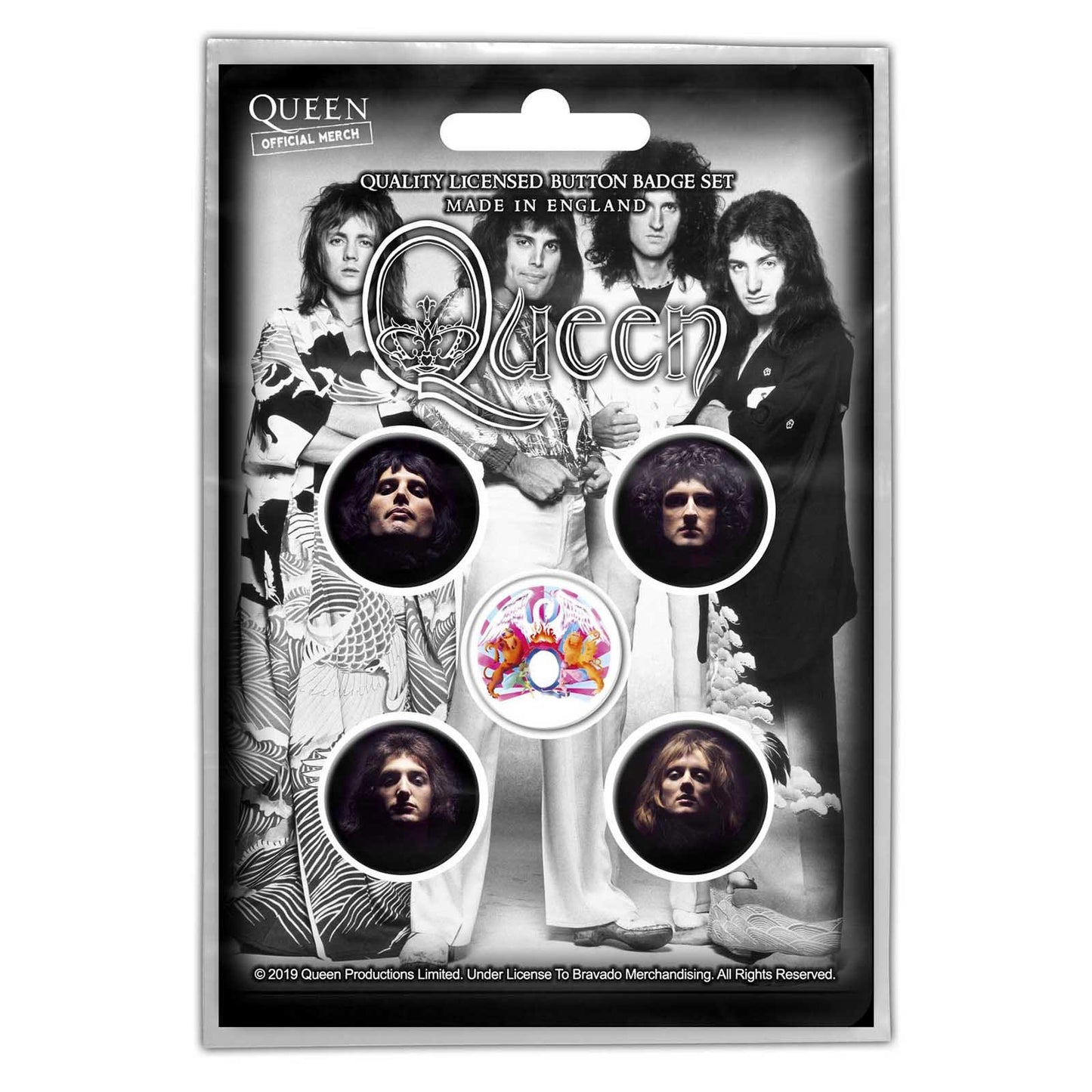 QUEEN Button Badge 5 Piece Set - Each Badge Approx 1 Inch - Queen Faces - Pinback Badge Button Pack Set
