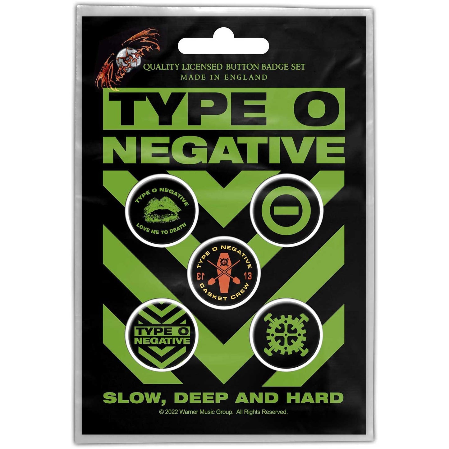 TYPE O NEGATIVE Button Badge 5 Piece Set - Each Badge Approx 1 Inch - Type O Negative Slow, Deep & Hard - Pinback Badge Button Pack Set